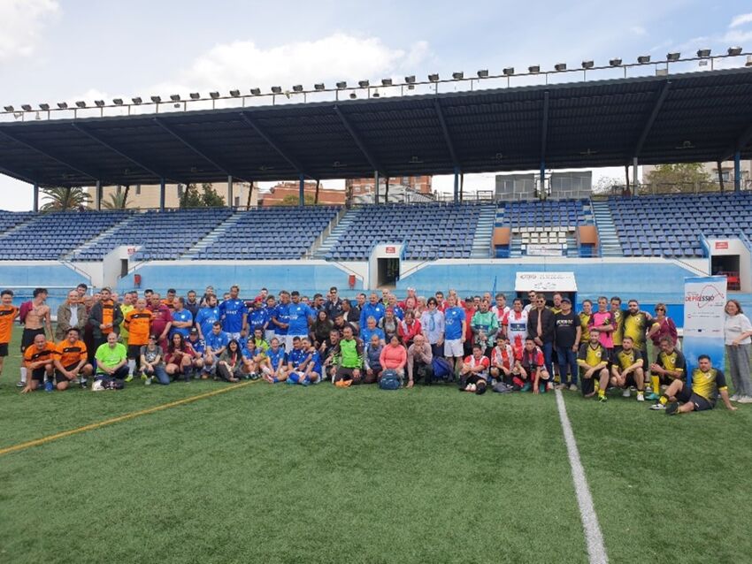 A charity soccer event organized by a newly established Alliance Against Depression in Spain. charity-soccer-event